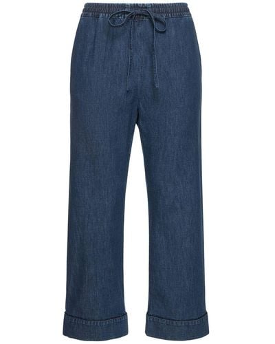 Valentino Pantalon ample en denim chambray - Bleu