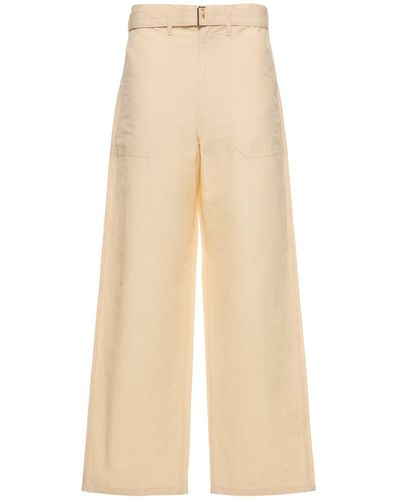 AURALEE Linen & Cotton Straight Pants - Natural