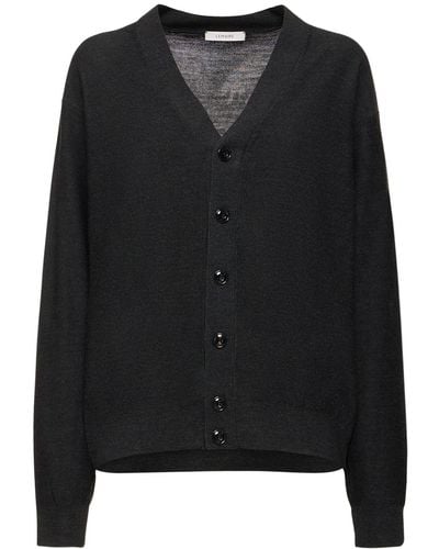 Lemaire Cardigan relaxed fit in misto lana - Nero