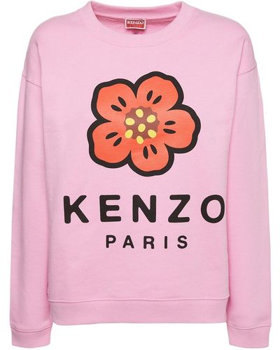 KENZO Sweatshirt Aus Baumwolljersey Mit Logodruck - Pink