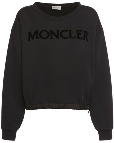 Moncler Sweatshirt Aus Baumwollmischfleece - Schwarz