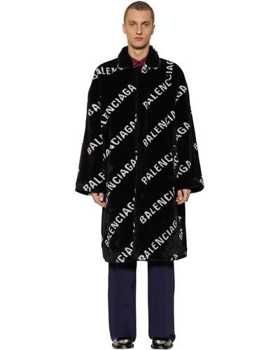 Balenciaga Abrigo Oversize De Pelo Sintético - Negro