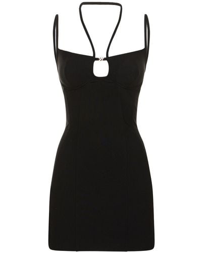 Blumarine Viscose Jersey Sleeveless Mini Dress - Black