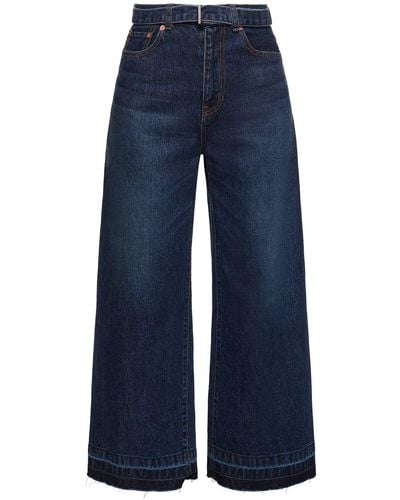 Sacai Jeans larghi vita media in denim / cintura - Blu