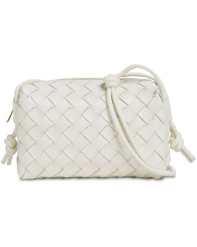 Bottega Veneta Mini Loop Leather Shoulder Bag - White