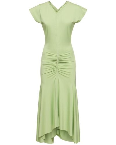 Victoria Beckham Gathered Jersey Midi Dress - Green