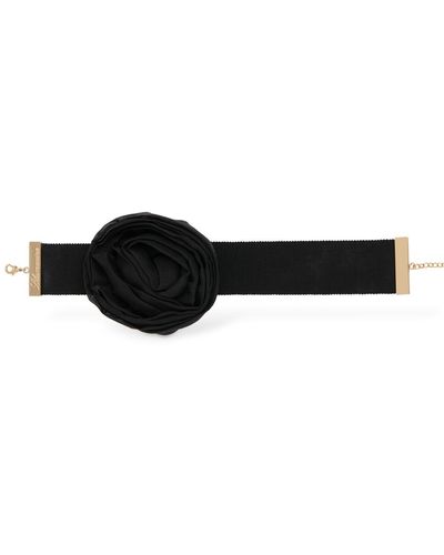 Blumarine Rose Silk Choker - Black