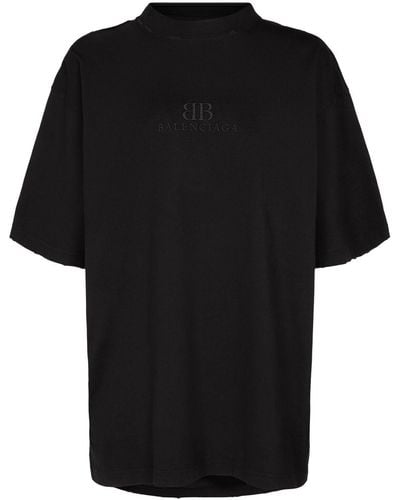 Balenciaga Medium Fit Destroyed Jersey T-shirt - Black