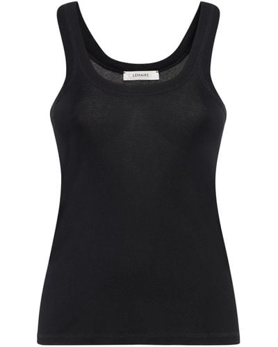 Lemaire Ribbed Cotton Tank Top - Black