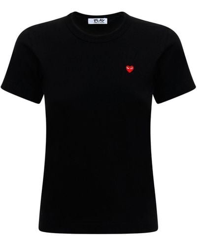 COMME DES GARÇONS PLAY T-shirt En Coton Avec Coeur Rouge Brodé - Noir