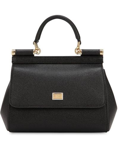 Dolce & Gabbana Small Sicily Dauphine Leather Bag - Black