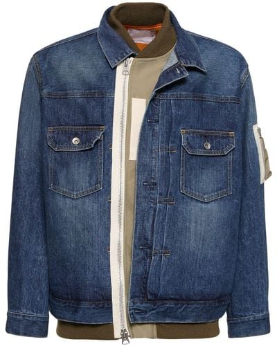 Sacai Denim Zipped Jacket - Blue