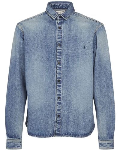 Saint Laurent Camisa de denim de algodón - Azul
