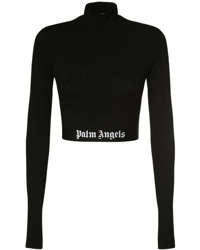Palm Angels Cropped Navy Therck - Negro