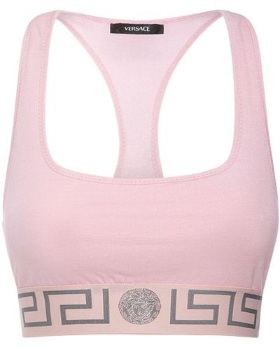 Versace Bh-top Aus Stretch-jersey "greca" - Pink