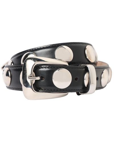 Khaite 3Cm Benny Leather & Studs Belt - White
