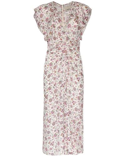 Isabel Marant Lyndsay Floral Silk & Viscose Midi Dress - White