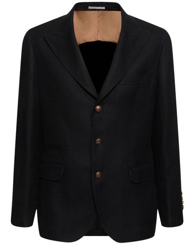 Brunello Cucinelli Blazer destrutturato in misto lino - Nero