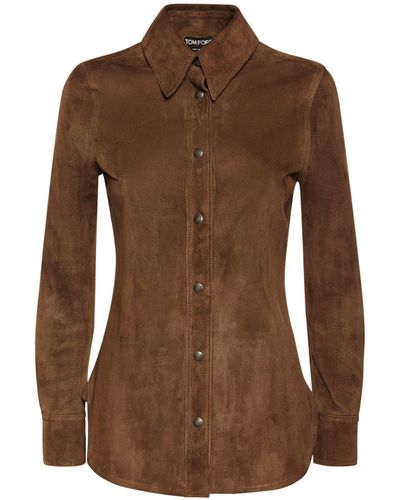 Tom Ford Leather & Suede Shirt - Brown