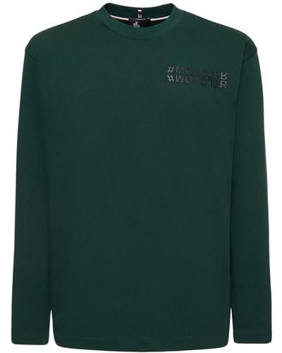 3 MONCLER GRENOBLE Heavy Cotton Jersey Long Sleeve T-Shirt - Green