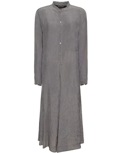 Lemaire Gusset Collar Viscose Midi Shirt Dress - Gray
