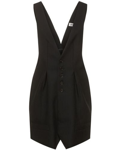 Noir Kei Ninomiya Oxford wool vest mini dress - Nero