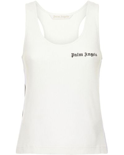 Palm Angels Débardeur En Jersey De Coton À Logo - Blanc