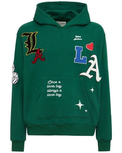 Lifted Anchors City Patches Cotton Hoodie - Green