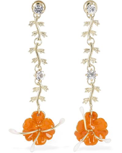 Marni Enamel Flower Drop Earrings - Metallic