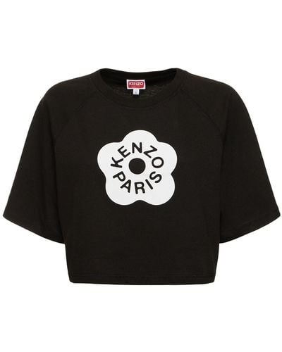 KENZO Boke Cropped Cotton Boxy T-shirt - Black