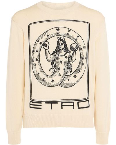 Etro Suéter de punto de algodón con logo - Neutro