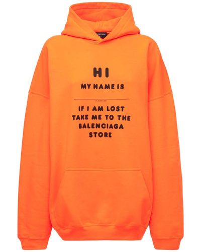 Balenciaga Hoodie Aus Fleece Mit Logo - Orange