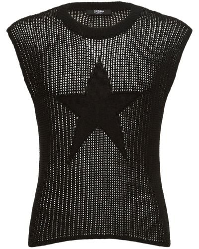 Jaded London Sleeveless Star Knit Vest - Black