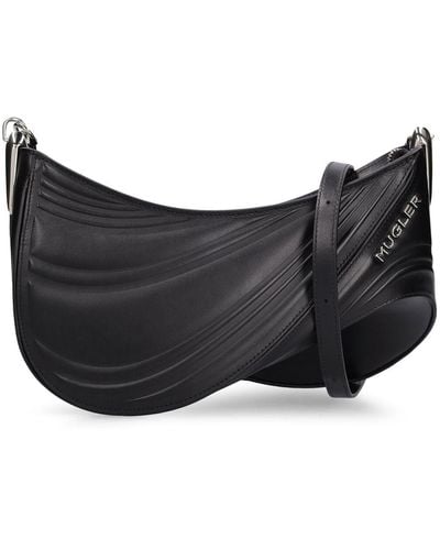 Mugler Medium Spiral Leather Shoulder Bag - Black