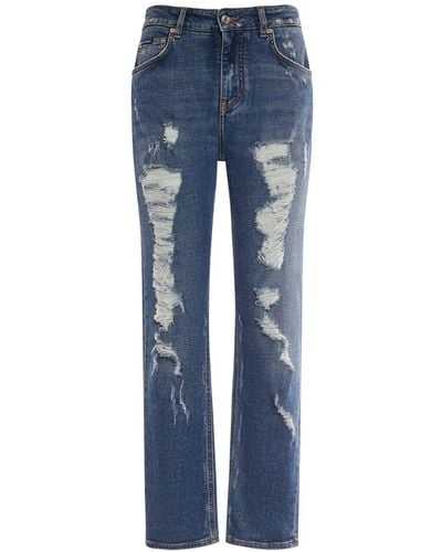 Dolce & Gabbana Jeans dritti in denim distressed - Blu