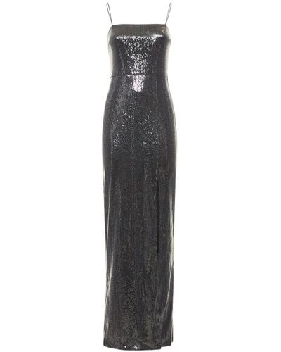 ROTATE BIRGER CHRISTENSEN Sequined Slit Maxi Dress - Black