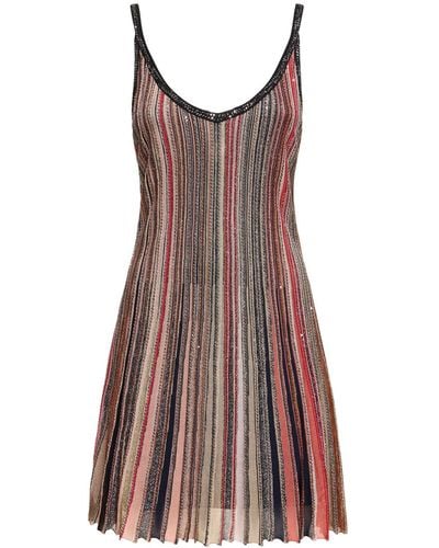 Missoni Sequined Knit Sleeveless Mini Dress - Brown
