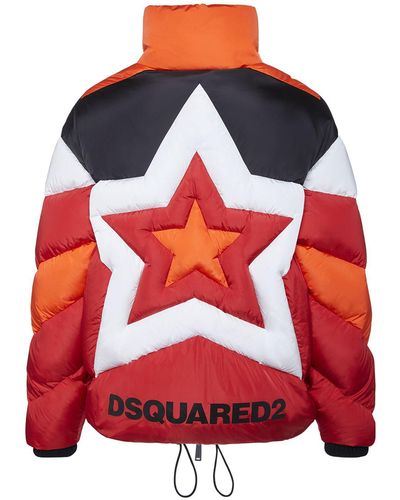 DSquared² Logo Star Down Jacket - Red