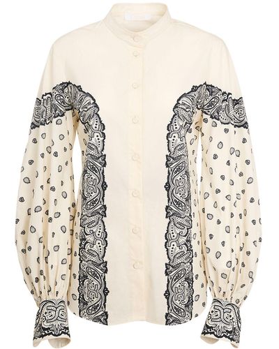 Chloé Printed Cotton Poplin Shirt - Natural