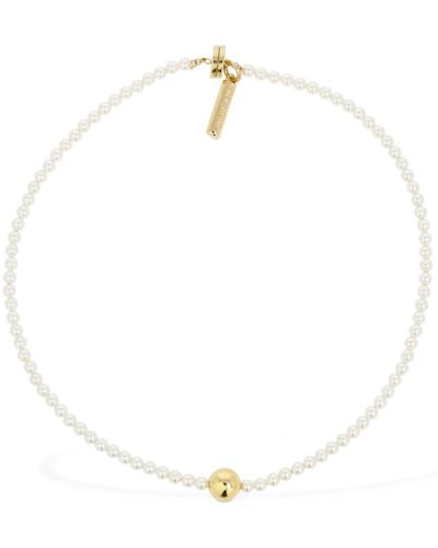 Timeless Pearly Bead Charm Pearl Collar Necklace - White