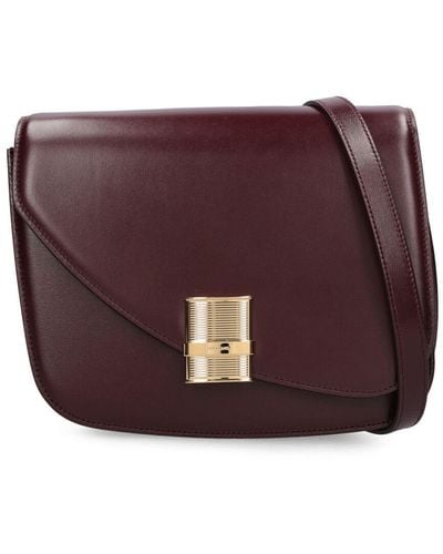 Ferragamo Medium Fiamma Leather Shoulder Bag - Purple