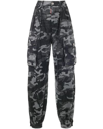 DSquared² Pantalones cargo anchos con logo - Gris