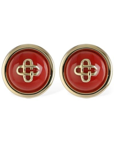 Casablanca Cc Dome Stud Earrings - Red