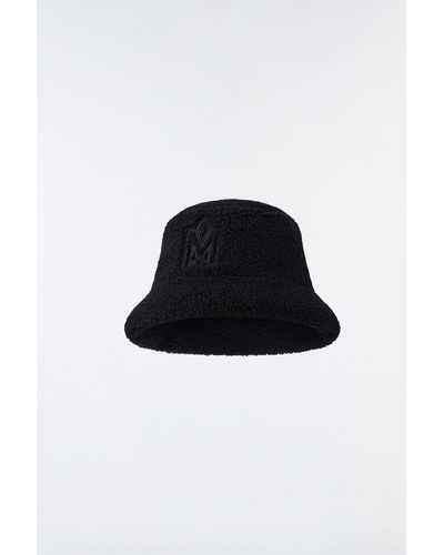 Mackage Bennet Teddy Down Bucket Hat With Logo Black