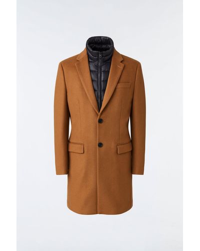 Mackage Skai Double-face Wool 2-in-1 Top Coat With Removable Down Liner Camel - Brown