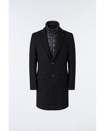Mackage Skai Double-face Wool 2-in-1 Top Coat With Removable Down Liner Black