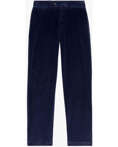 Mackintosh Navy Corduroy Cotton Chino Trousers - Blue