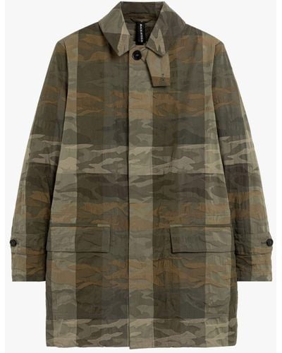 Mackintosh A-line Torrential Military Camo Cotton Blend Raincoat - Green
