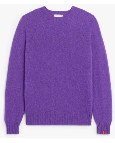 Mackintosh Hutchins Purple Wool Crewneck Sweater