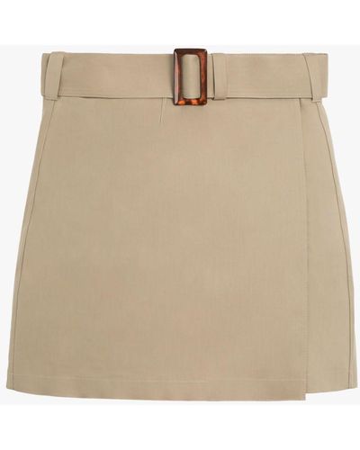 Mackintosh Seema Fawn Bonded Cotton Skirt - Brown